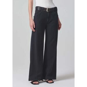 Citizens of Humanity Paloma Cotton Wide Leg Utility Trouser Black Womens Size 24